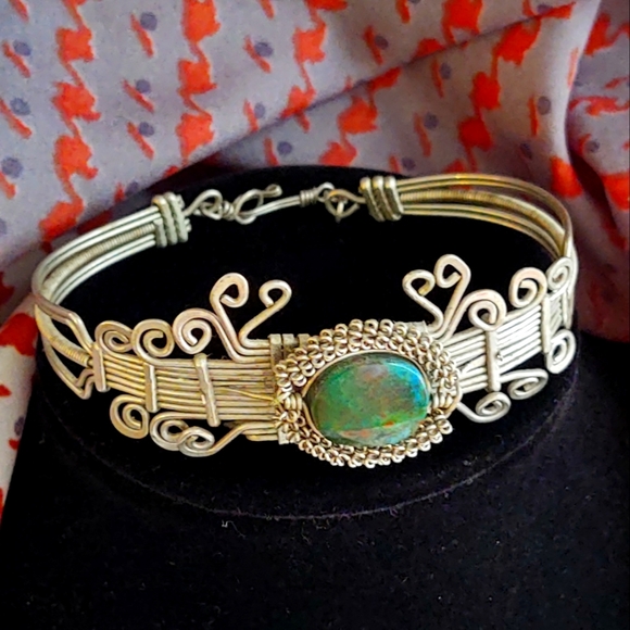 VINTAGE ARTISAN Jewelry Boho Vintage Artisan Wire Wrapped Turquoise
